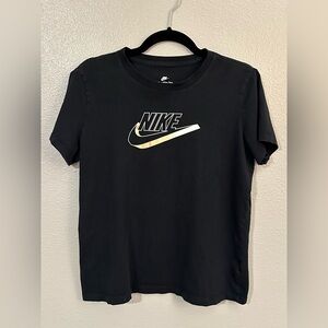 Women’s Size Large Black Nike Tee with Rose Gold Outlined Swoosh